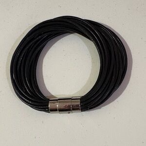 Elegant Black Leather Bracelet